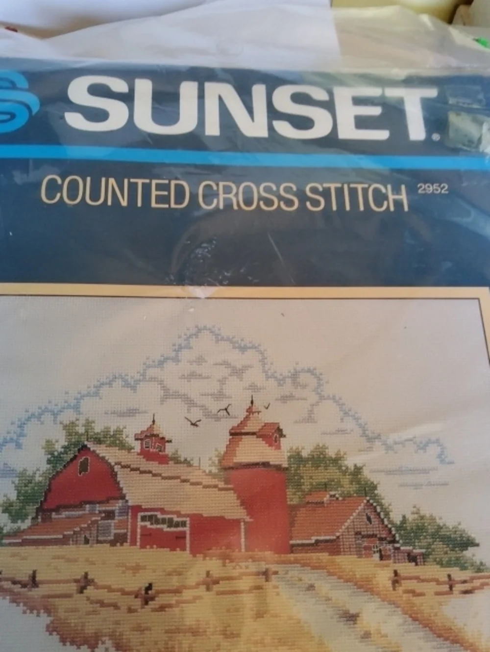 NOS Sunset Counted Cross-stitch Kit Country Barn.